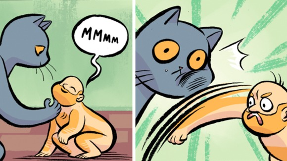 Când omul devine pisică! 10 benzi desenate care ne arată cum ar fi ca oamenii şi pisicile să facă schimb de roluri – Foto