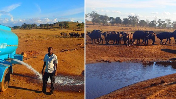 Un bărbat conduce ore în șir în fiecare zi pentru a duce apă animalelor sălbatice din Kenya - Galerie Foto