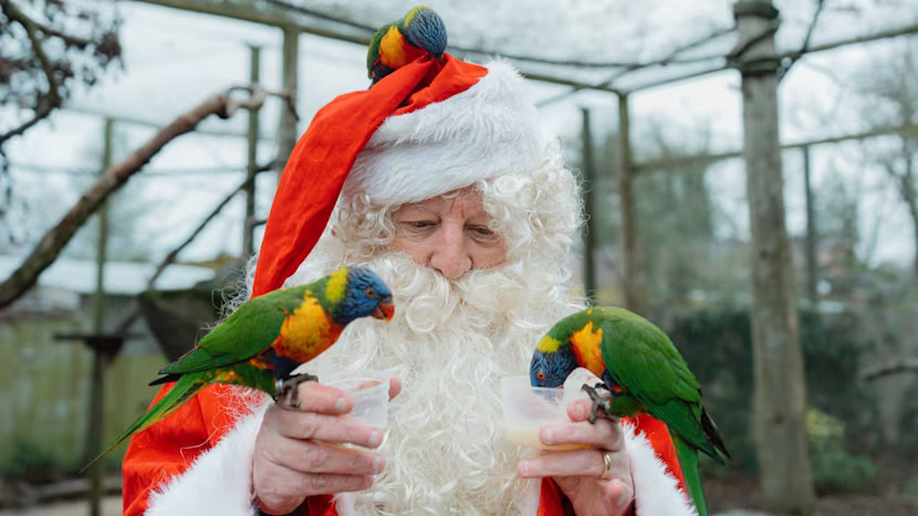 Mos Craciun a vizitat animalele de la Longleat, din Marea Britanie. foto Longleat