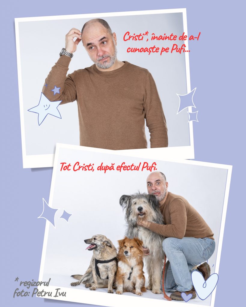 Regizorul Cristi Vasilescu cu Pufi - Sursa: Facebook Efectul Pufi