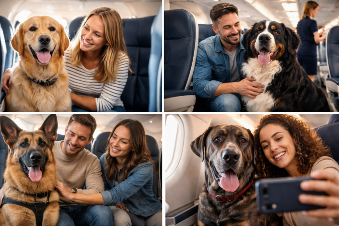 Italia permite câinilor de talie mare să zboare în cabină, alături de stăpâni. Schimbare majoră pentru călătoriile cu animale!