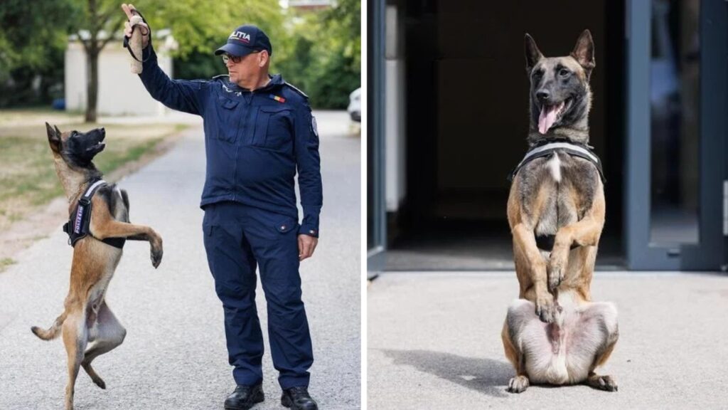 Polițistul care a amânat pensionarea pentru patrupedul său. Foto: Poliția Română