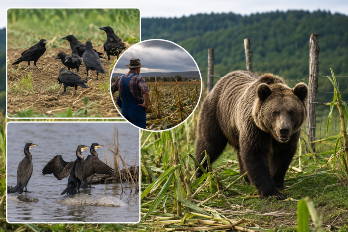 România solicită schimbarea regulilor europene privind speciile protejate. Fermierii reclamă pagube tot mai mari provocate de urși, ciori și cormorani