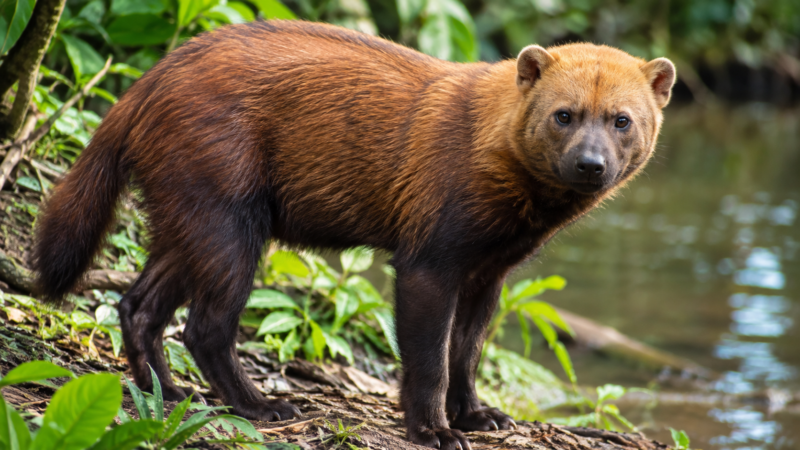 Câinele de tufiș (Speothos venaticus), unul dintre cele mai neobișnuite canide din lume