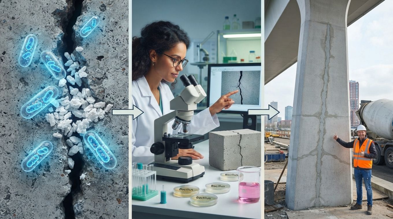 Un cercetător a creat bacteria care poate repara cimentul. Foto: AI